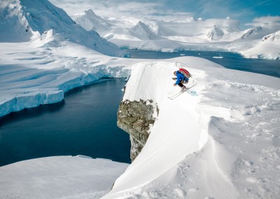 Hucking a cornice in Antarctica — photo : Jim Harris